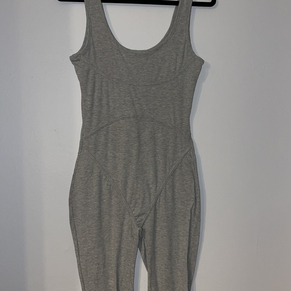 Sticking Around Ribbed Jumpsuit - Heather Grey - Picture 7 of 9